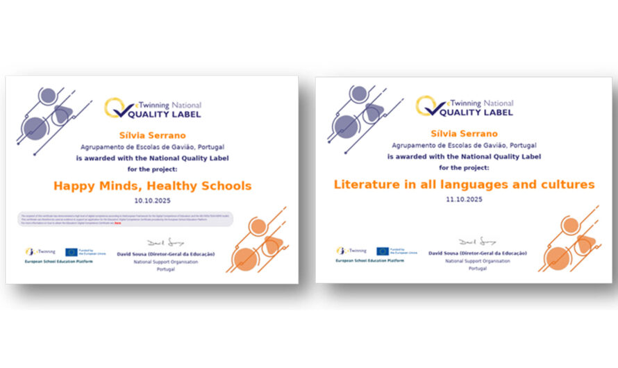 Agrupamento de Escolas de Gavião distinguido com dois Selos Nacionais de Qualidade eTwinning!